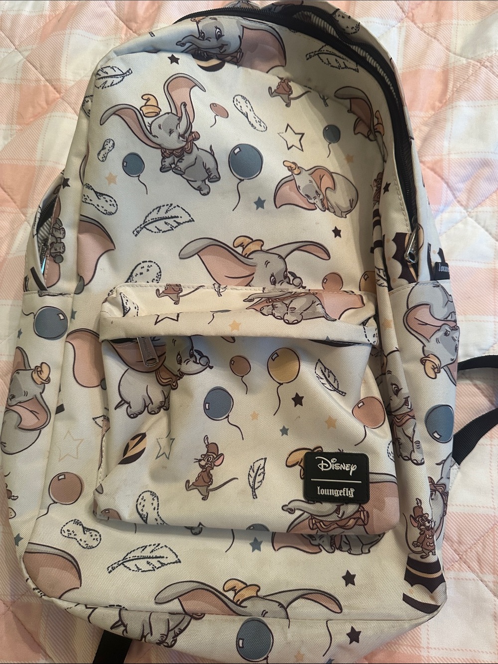 Disney Loungefly Dumbo Pattern Backpack - Cream, Pink, Yellow, Blue
